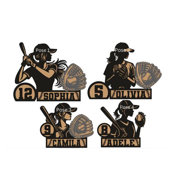 Personalized Baseball Girl Sign Laser Engraved Gift Custom Plaque Sports Trophy - Picture 5 of 5